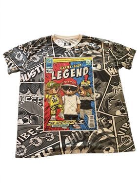 Hustle Legend Bear Graphic T-Shirt Bailey Apparel Comic OG Sz XL 18/20 Youth